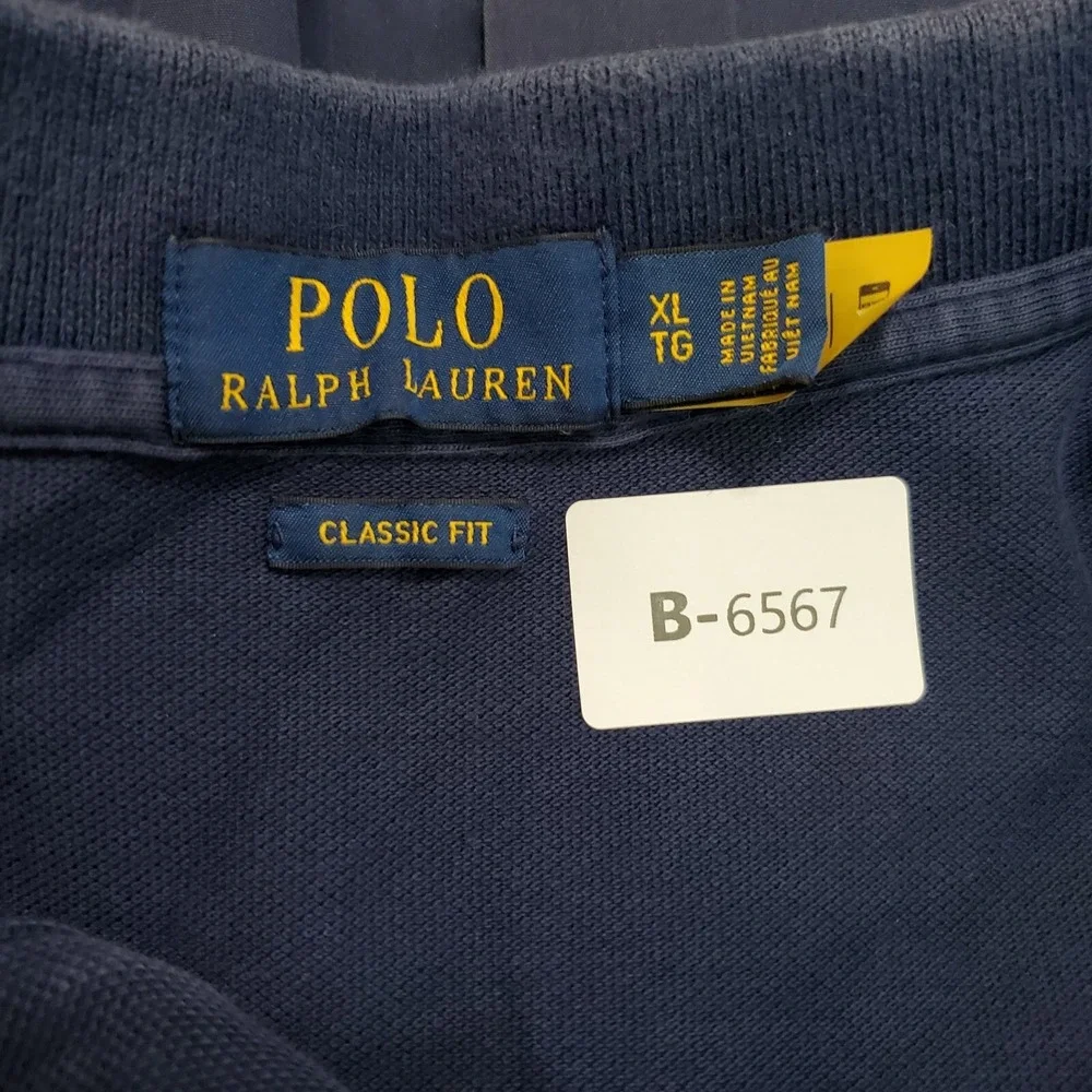Polo Ralph Lauren Men Polo Shirt XL Blue Ringer Logo Short Sleeve Classic READ
